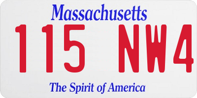 MA license plate 115NW4