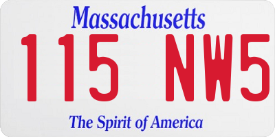 MA license plate 115NW5