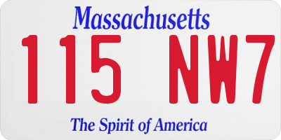 MA license plate 115NW7