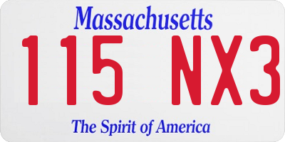 MA license plate 115NX3