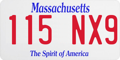 MA license plate 115NX9
