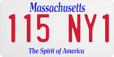 MA license plate 115NY1