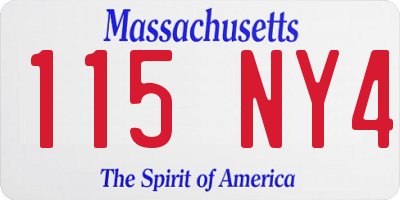 MA license plate 115NY4