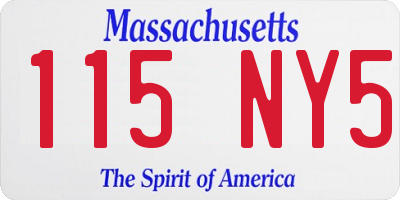 MA license plate 115NY5