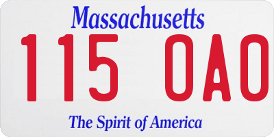 MA license plate 115OA0