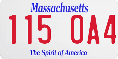 MA license plate 115OA4