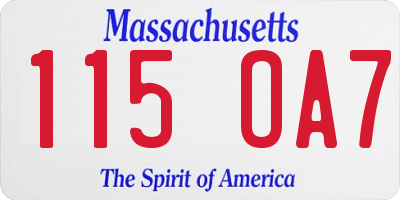 MA license plate 115OA7