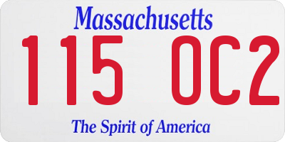 MA license plate 115OC2