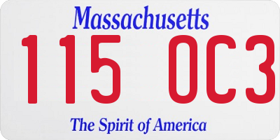 MA license plate 115OC3