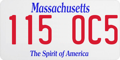 MA license plate 115OC5