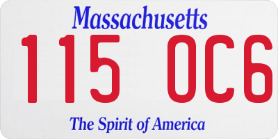 MA license plate 115OC6