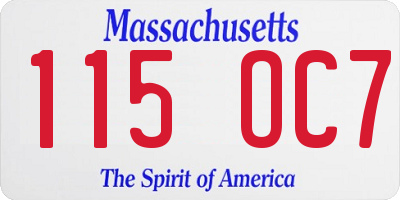 MA license plate 115OC7