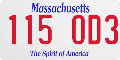 MA license plate 115OD3