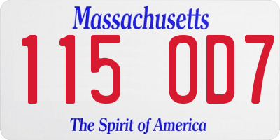 MA license plate 115OD7