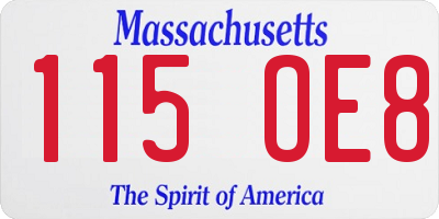 MA license plate 115OE8