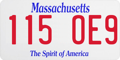 MA license plate 115OE9