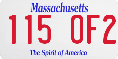 MA license plate 115OF2