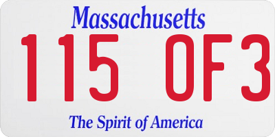 MA license plate 115OF3