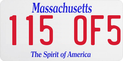MA license plate 115OF5