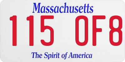 MA license plate 115OF8