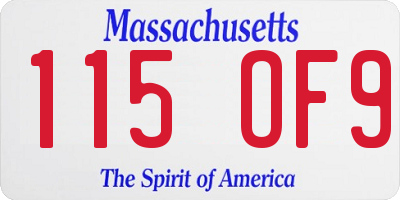MA license plate 115OF9