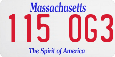 MA license plate 115OG3
