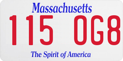 MA license plate 115OG8