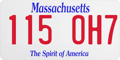 MA license plate 115OH7