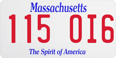 MA license plate 115OI6