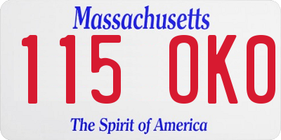 MA license plate 115OK0