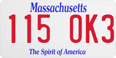 MA license plate 115OK3