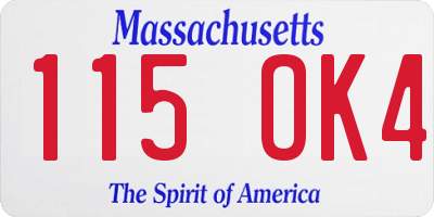 MA license plate 115OK4