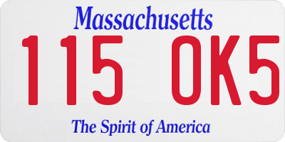 MA license plate 115OK5