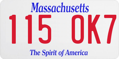 MA license plate 115OK7