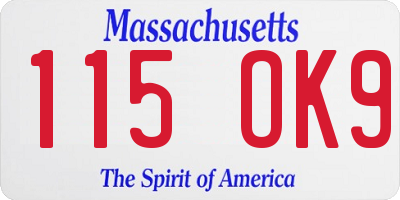 MA license plate 115OK9