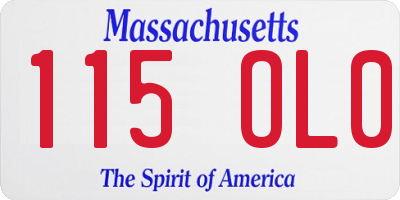 MA license plate 115OL0