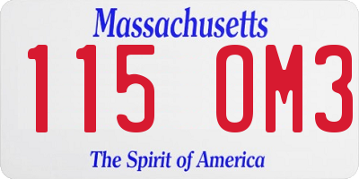 MA license plate 115OM3