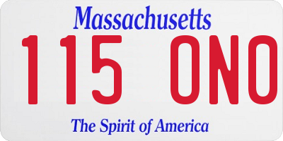 MA license plate 115ON0
