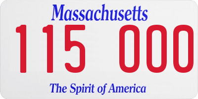 MA license plate 115OO0