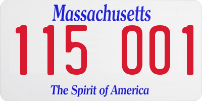 MA license plate 115OO1