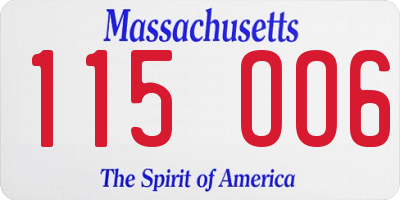 MA license plate 115OO6