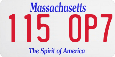 MA license plate 115OP7