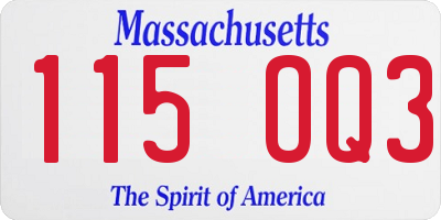 MA license plate 115OQ3