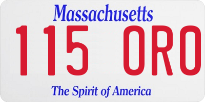 MA license plate 115OR0