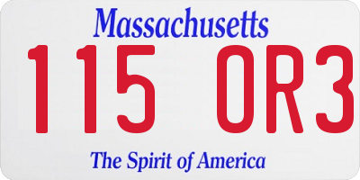 MA license plate 115OR3