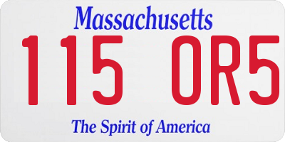 MA license plate 115OR5