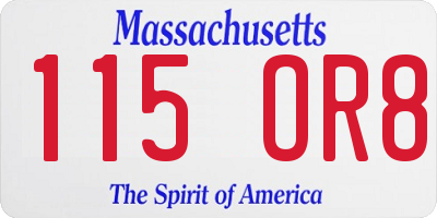 MA license plate 115OR8