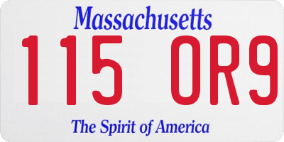 MA license plate 115OR9