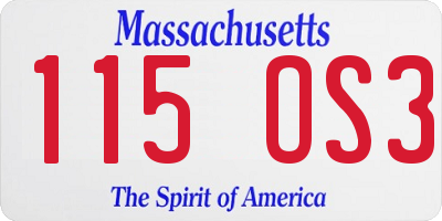 MA license plate 115OS3