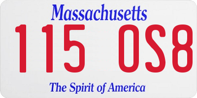 MA license plate 115OS8